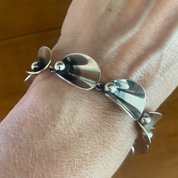 NIELS ERIK STERLING SILVER MODERNIST LINK TOGGLE BRACELET size 7” - Picture 2 of 8